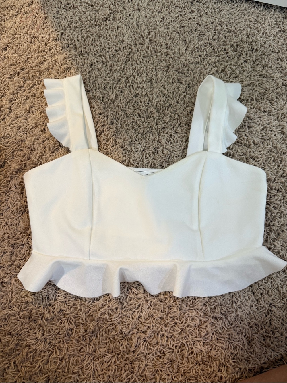 Sage White Ruffle Strap Crop Top